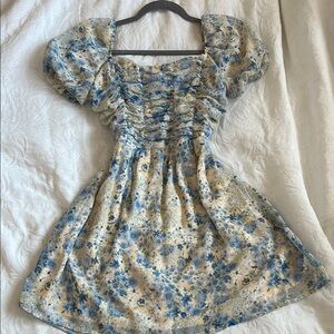 Floral Blue and Yellow Summer Dress